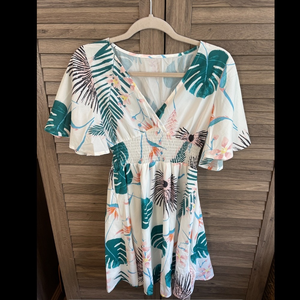 White tropical dress